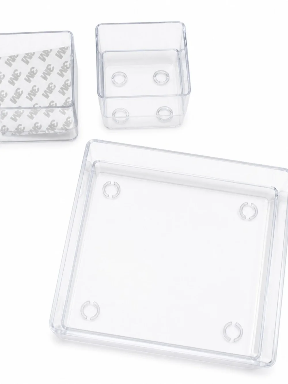 Clear Plastic Storage Organizer Bin Full Of Organizing Products.